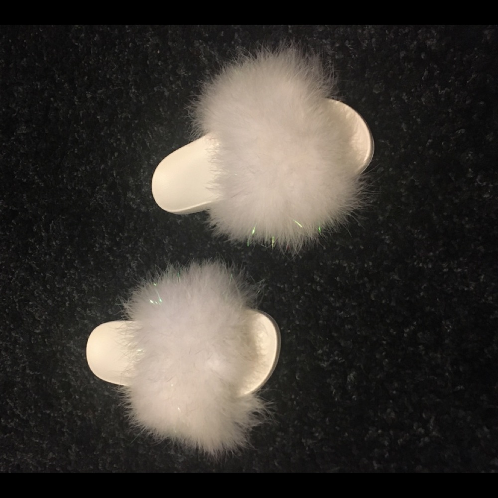 Angel Sparkle White Fur Slides